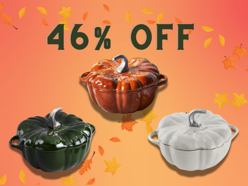 We found Staub’s pumpkin cocotte for $170 off just in time for soup season Mostly Sunny
