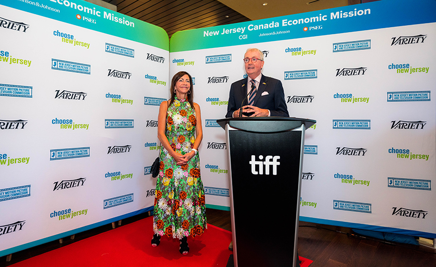 Murphy signs expansion of NJ Family Leave Act into law During New Jersey's economic mission to Canada, Gov. Phil Murphy, shown with First Lady Tammy Murphy, hosted a reception Sept. 8, 2024, to honor the seven productions filmed in New Jersey that are premiering at this year's Toronto International Film Festival (TIFF).