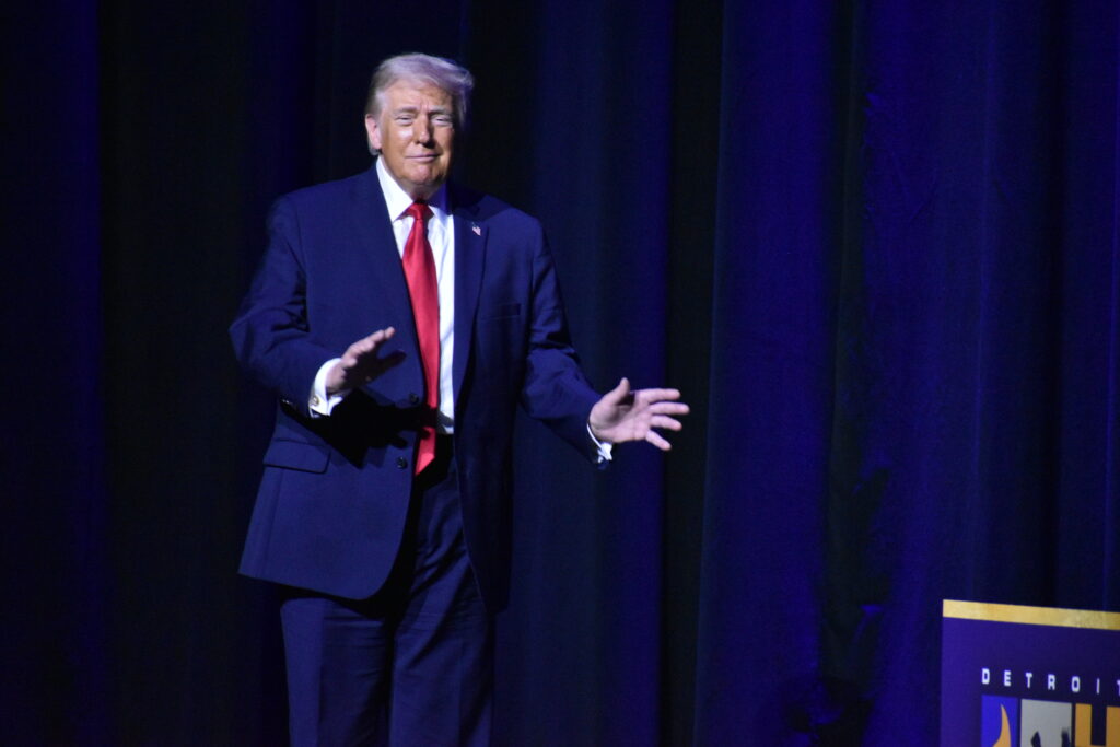 Trump rolls out framework on health care costs that’s silent on ACA tax credits President Donald Trump addresses the Detroit Economic Club at the MotorCity Casino on Jan. 13, 2025. (Photo by Ben Solis/Michigan Advance)
