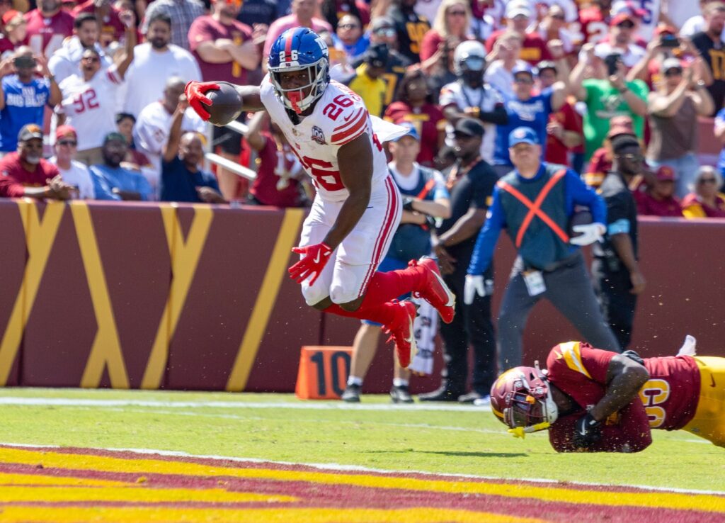 New York Giants running back Devin Singletary (26) is entering the final year of his contract.