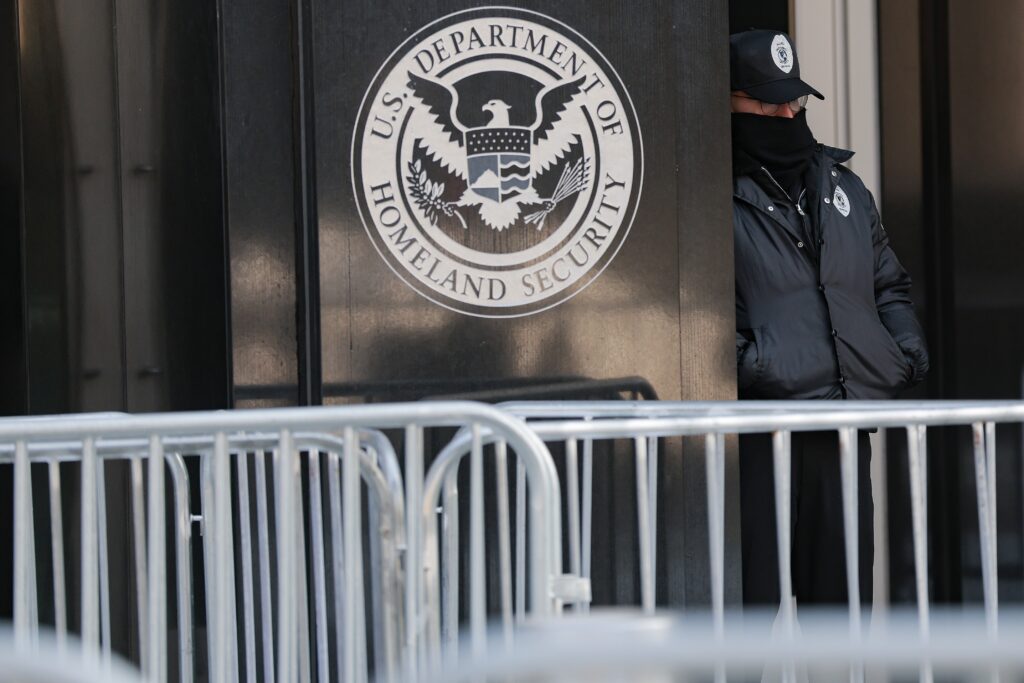 Documents show Homeland Security officials probed nonprofits in hunt for noncitizen voters Security stands outside ICE headquarters during a Congressional Hispanic Caucus rally on Feb. 3, 2026 in Washington, D.C. (Photo by Heather Diehl/Getty Images)