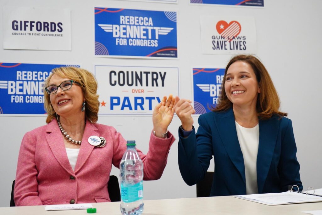 Rebecca Bennett, right, with former Rep. Gabrielle Giffords on October 7, 2026. (Photo: Bennett for Congress).