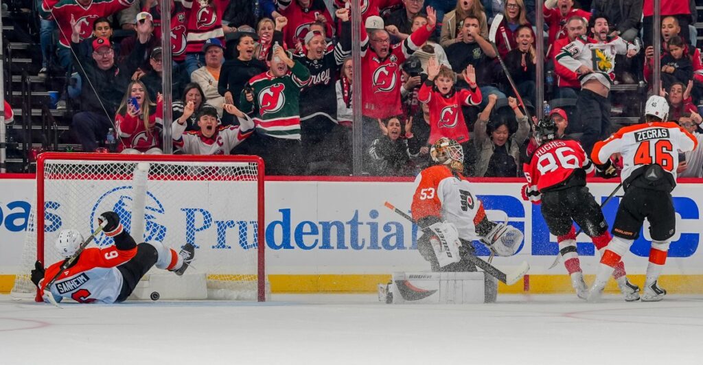 New Jersey Devils Goal Breakdown: Jack Hughes Puts the Devils Over the Flyers and His Stick Over the Glass New Jersey Devils Goal Breakdown: Jack Hughes Puts the Devils Over the Flyers and His Stick Over the Glass